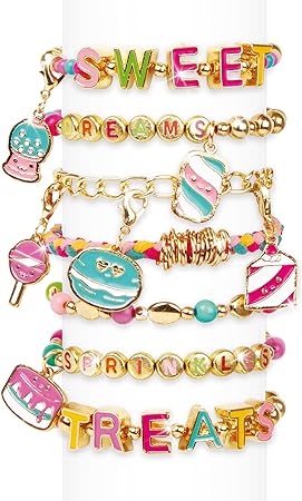 Make It Real: Sweet Treats DIY Bracelet Kit - Create 7 Charm Bracelets, 280 Pieces Included, Make Dessert Themed Eye-Catching Bracelets, DIY All-in-One Kit, Tweens & Girls, Arts & Crafts, Ages 8+