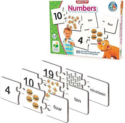 The Learning Journey: Match It! - Numbers - Self-Correcting Number & Counting Puzzles, 3" H x 9" W x 0.1" D