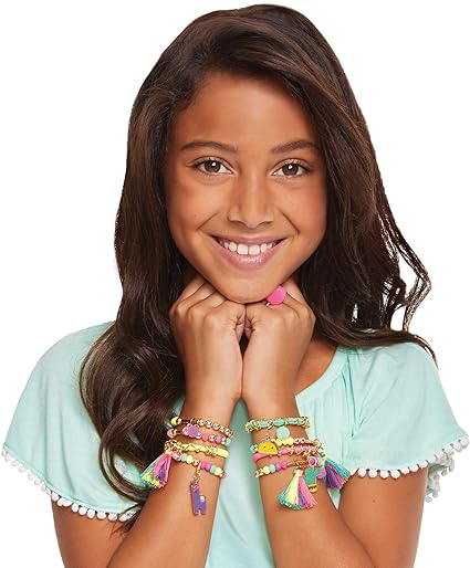 Make It Real: Neo-Brite Chains & Charms Kit - Create 10 Unique Cord & Tassel Charm Bracelets, 195 Pieces, Includes Play Tray,DIY Playful Charm & Jewelry Kit, Tweens & Girls, Arts & Crafts, Ages 8+