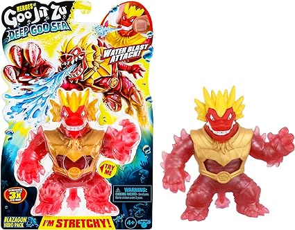 Heroes of Goo Jit Zu Deep Goo Sea Blazagon Hero Pack. Super Stretchy, Goo Filled Toy. with Water Blast Attack Feature. Stretch Him 3 Times His Size!