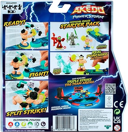 Legends of Akedo Power Storm - Official Rules Starter Pack - Legendary Punch Attack - 3 Mini Battling Warriors with Training Practice Piece and Exclusive Joystick Controller