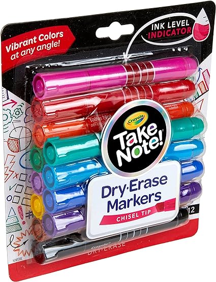 Crayola Low Odor Dry Erase Markers for Kids & Adults, Chisel Tip, Back To School Supplies, 12 Count