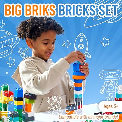 Strictly Briks Toy Large Building Blocks for Kids and Toddlers, Big Bricks Set for Ages 3 and Up, 100% Compatible with All Major Brands, Blue, Green Red and Yellow, 84 Pieces