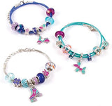 Make It Real - Halo Charms Bracelets True Blue - DIY Charm Bracelet Making Kit - Friendship Bracelet Kit with Beads, Charms & Cord - Arts & Crafts Bead Kit for Girls - Makes 3 Bracelets