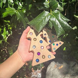 KOAICS Wooden Gem Christmas Tree Sets, Rainbow Acrylic Twinkle Gem Building Blocks, Colorful Crystal Sunlight Refraction Toy,Sensory Toys for Kids