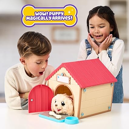 Little Live Pets - My Puppy's Home Interactive Plush Toy Puppy & Kennel. 25+ Sounds & Reactions. Make the Kennel, Name your Puppy and SURPRISE! Puppy appears! Easy Build DIY Kennel. Batteries Included