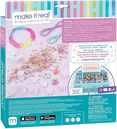 Make It Real: Butterfly Jewelry Set - Create 7 Pieces of Jewelry, 281 Pieces, Includes Play Tray, DIY All-in-One Kit, Tweens & Girls, Arts & Crafts, Kids Ages 8+