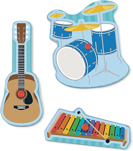 Melissa & Doug Musical Instruments Sound Puzzle - Wooden Peg Puzzle (8 pcs) - Wooden Peg Chunky Baby Puzzle, Music Learning Toys, Musical Sound Puzzles For Toddlers And Preschoolers Ages 2+