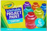 Crayola Washable Glitter Paint Great for Classroom Projects, 6 Count