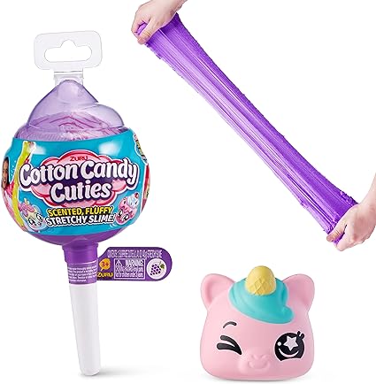 Oosh Slime Cotton Candy Cuties Series 2 by ZURU (Purple) Scented, Squishy, Fluffy, Soft, Stretchy, Stress Relief, Party Favors, Non-Stick with Collectible Cutie Slow Rise Toy