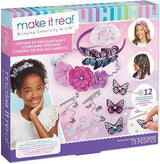 Make It Real: Crown of Enchantment - DIY Jewelry Kit, Create Up to 12 Eye-Catching Charm Hair Accessories, Butterflies, 73 Pieces, All-in- 1 DIY KIT, Tweens & Girls, Arts & Crafts, Kids Ages 8+