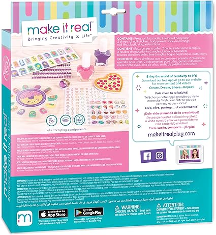 Make It Real – Glitter Girls Nail Party. Nail Art Manicure Set for Kids, Complete with Faux Nails, Nail Polish, Nail Stickers, Nail File, Body Jewels and More!