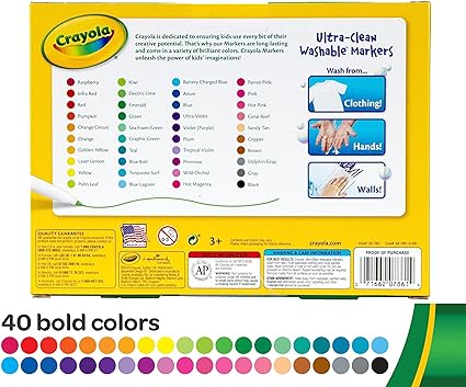  Crayola Broad Line Markers (12 Count), Washable Markers for Kids,  Assorted, Great for Classrooms & School Supplies, Ages 3+ : Toys & Games
