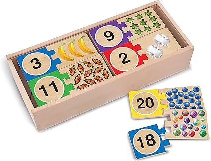 Melissa & Doug Self-Correcting Wooden Number Puzzles With Storage Box (40 pcs)