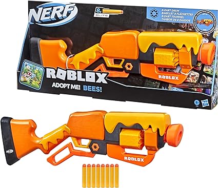 Nerf Roblox Adopt Me: Bees Lever Action Blaster, 8 Elite Darts, Code to Unlock in-Game Virtual Item
