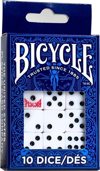 Bicycle Dice - 10 Count (Six Sided, 16 mm)