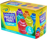 Crayola Washable Glitter Paint Great for Classroom Projects, 6 Count