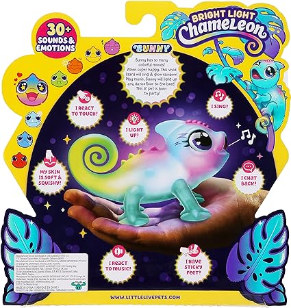 Little Live Pets Chameleon - Interactive Color-Changing Light-Up Toy with 30+ Sounds & Emotions, Repeats Back, Beat Detection (Ages 5+)