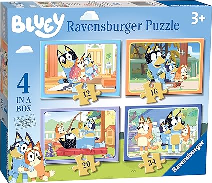 Ravensburger Bluey - 4 in Box (12, 16, 20, 24 Pieces) Jigsaw Puzzles for Kids Age 3 Years Up