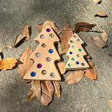 KOAICS Wooden Gem Christmas Tree Sets, Rainbow Acrylic Twinkle Gem Building Blocks, Colorful Crystal Sunlight Refraction Toy,Sensory Toys for Kids