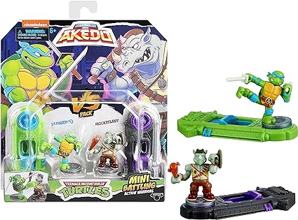 Legends of Akedo - Teenage Mutant Ninja Turtles -  Mini Battling Warriors Versus Pack Leonardo Vs Rocksteady