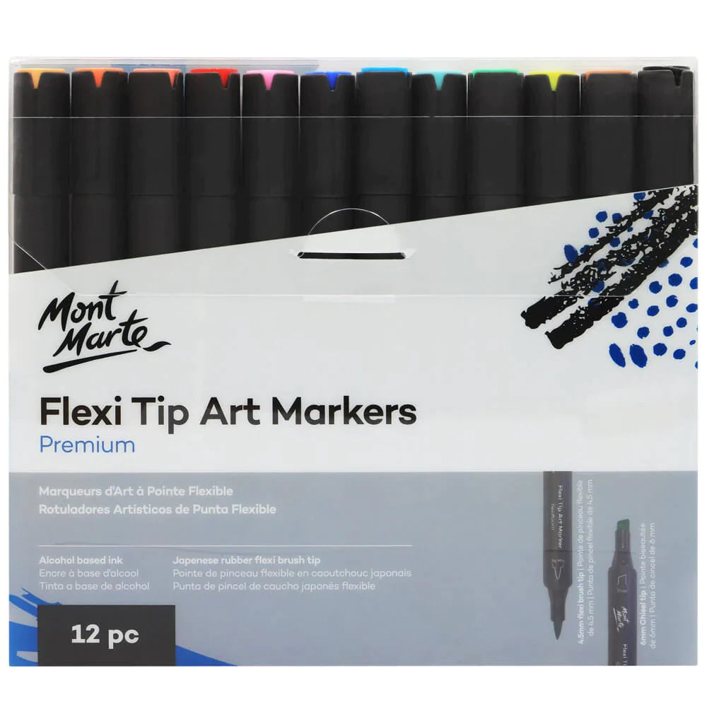 Mont Marte Mont Martee Flexi Tip Alcohol Art Markers 12 Pc