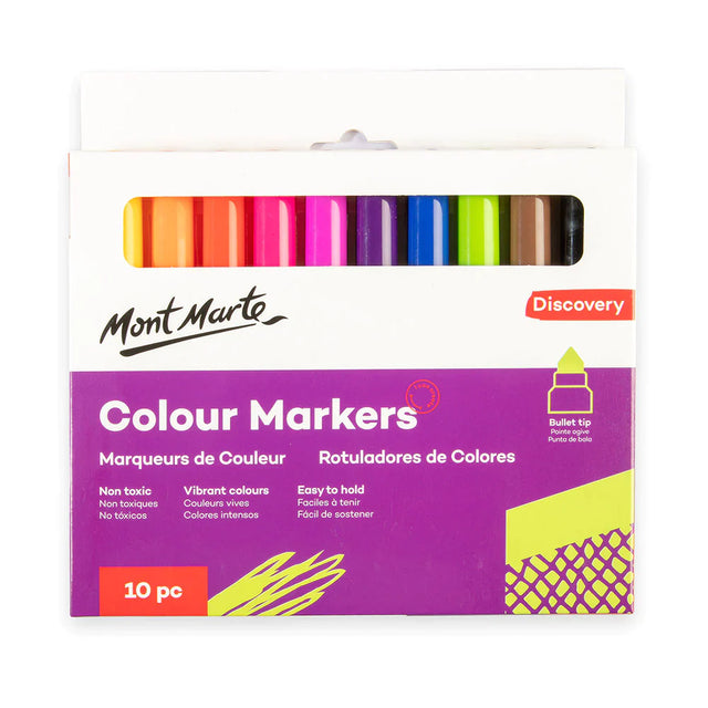 Mont Marte Discovery Colour Marker Set - Bullet Tip 10Pc