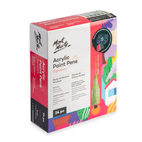 Mont Marte Mont Martee Signature Acrylic Paint Pen Set Broad Tip 24Pc