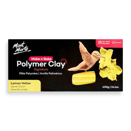 Mont Marte Make N Bake Polymer Clay Signature 400g Block - Lemon Yellow
