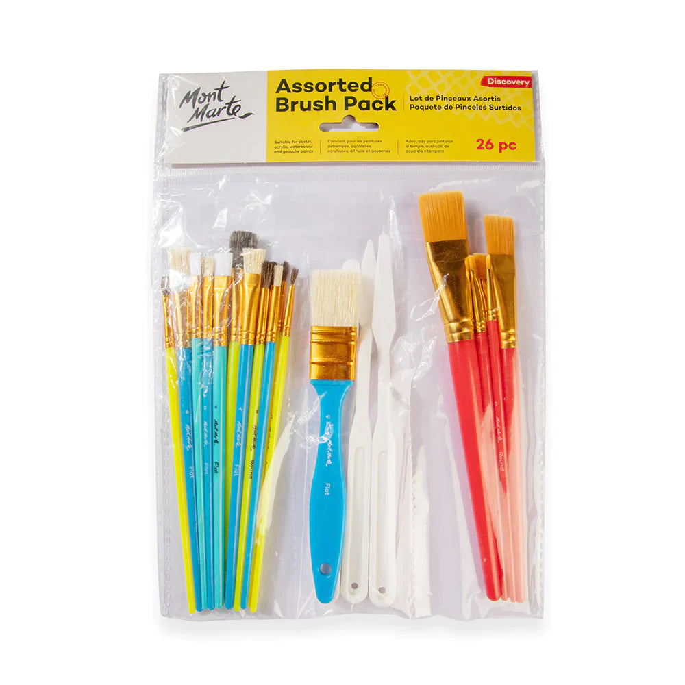 Mont Marte Discovery Assorted Brush Pack 26Pc