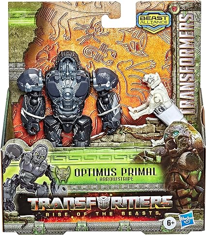 Transformers: Rise of The Beasts Movie Beast Alliance Beast Weaponizers 2-Pack Optimus Primal & Arrowstripe Toys, Age 6 and Up, 5-inch