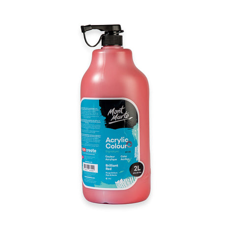 Mont Marte Acrylic Colour Paint Signature 2L 67 6 Us Fl Oz Bottle Brilliant Red