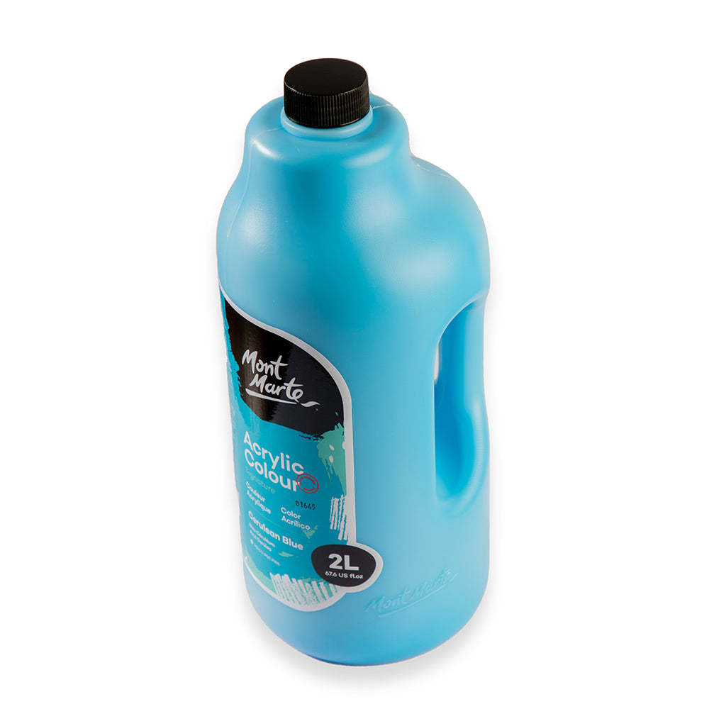 Mont Marte Acrylic Colour Paint Signature 2L 67 6 Us Fl Oz Bottle Cerulean Blue