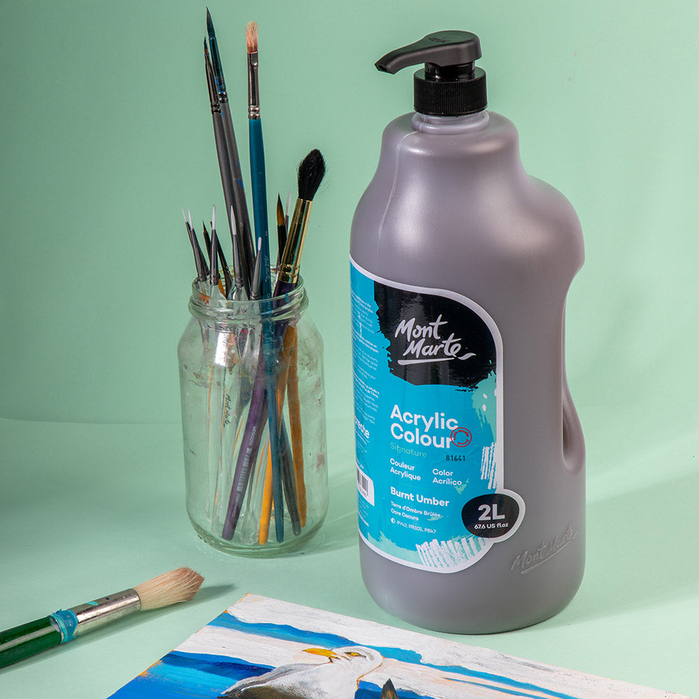Mont Marte Acrylic Colour Paint Signature 2L 67 6 Us Fl Oz Bottle Burnt Umber