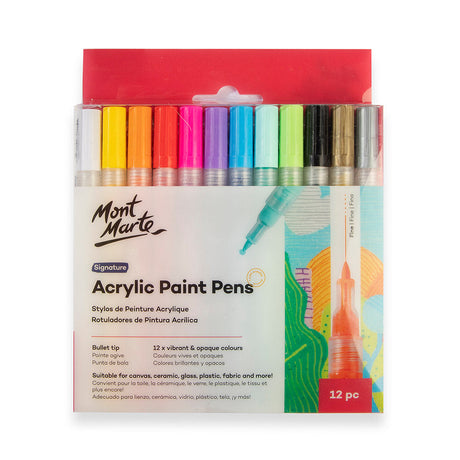 Mont Marte Acrylic Paint Pens Signature Fine Tip 12Pc