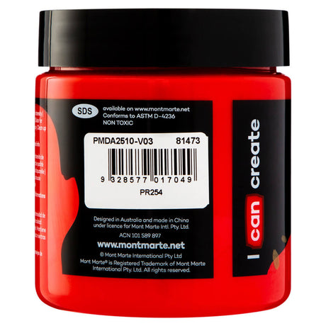Mont Marte Dimension Acrylic Premium 250Ml 8 5 Us Fl Oz Brilliant Red