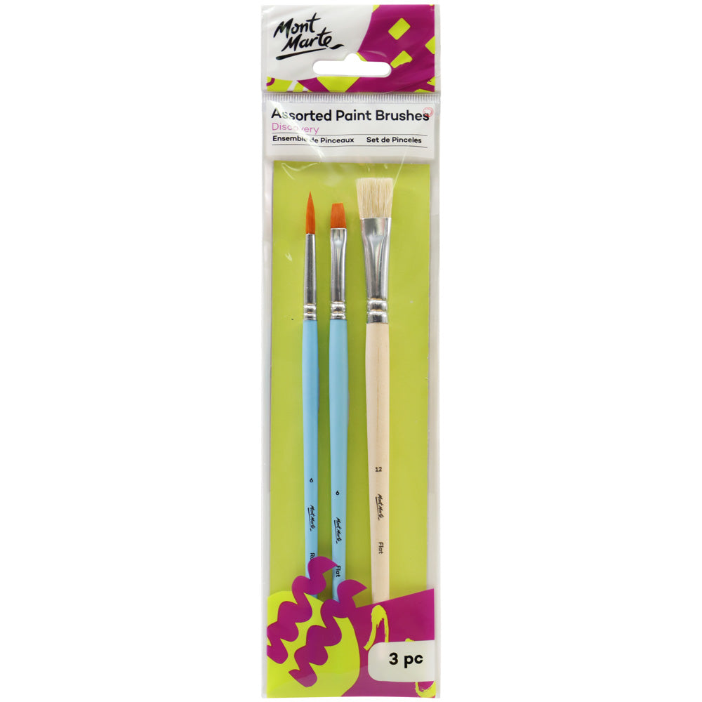Mont Marte Mont Marte Assorted Paint Brushes Discovery 3Pc