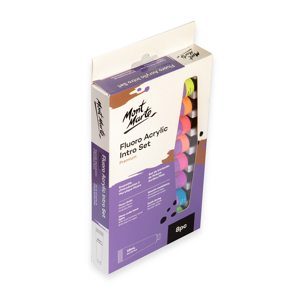 Mont Marte Fluoro Acrylic Paint Intro Set Premium 8Pc X 18Ml 0 6 Us Fl Oz