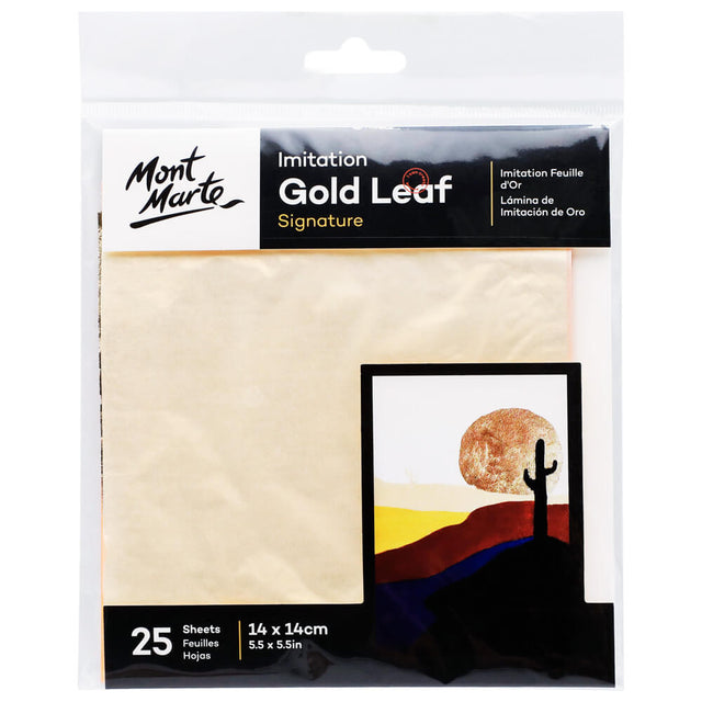 Mont Marte Imitation Gold Leaf Signature 14Cm X 14Cm (5.5In) 25 Sheets
