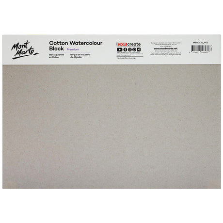 Mont Marte Cotton Watercolour Paper Block Premium 300Gsm A4 11 7 X 8 3In 12 Sheet