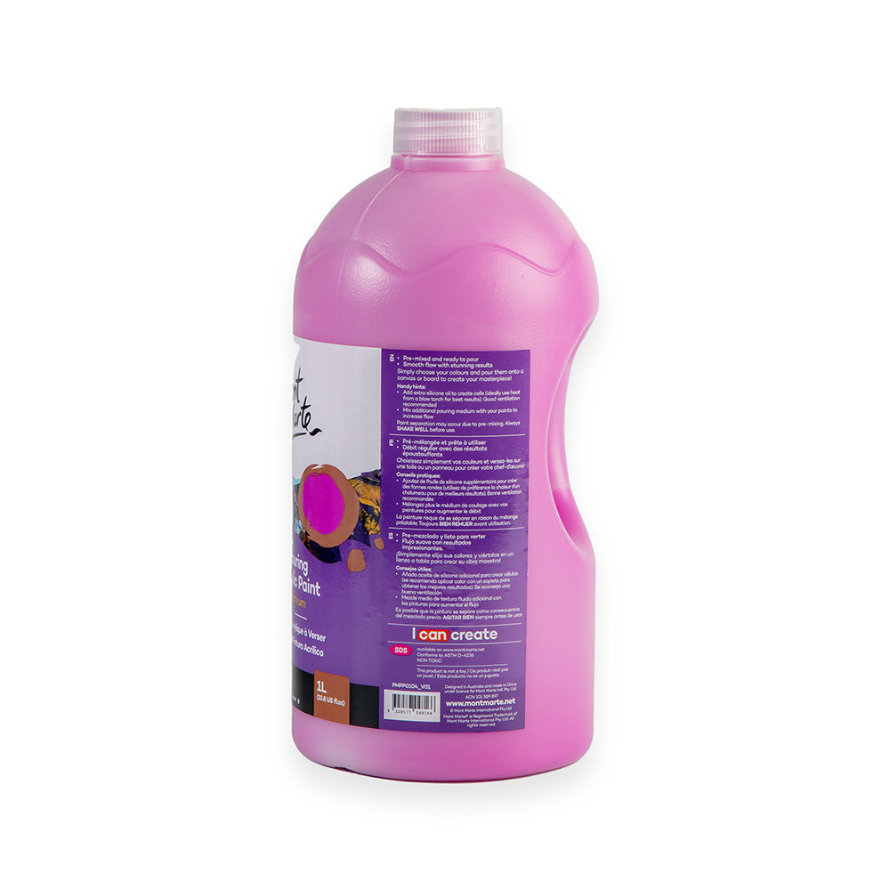 Mont Marte Pouring Acrylic Paint Premium 1L 33 8 Us Fl Oz Bottle Magenta