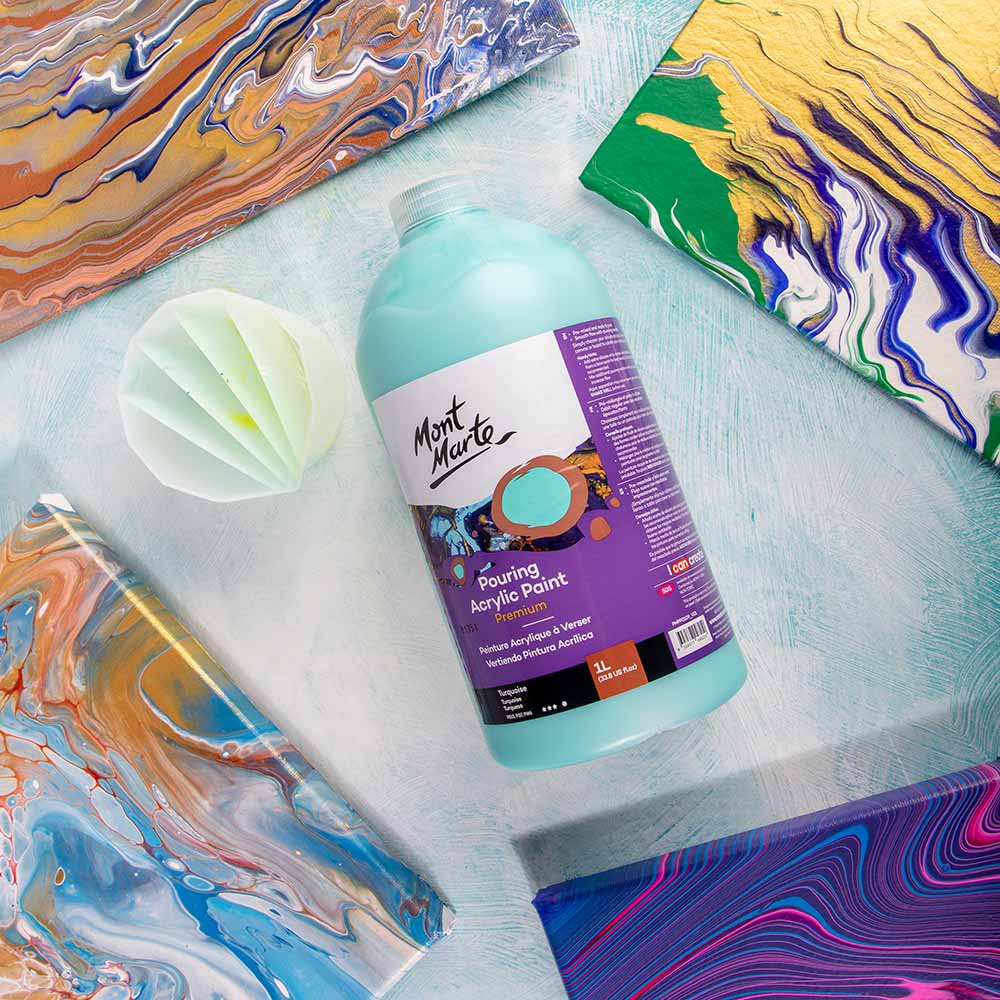 Mont Marte Pouring Acrylic Paint Premium 1L 33 8 Us Fl Oz Bottle Turquoise