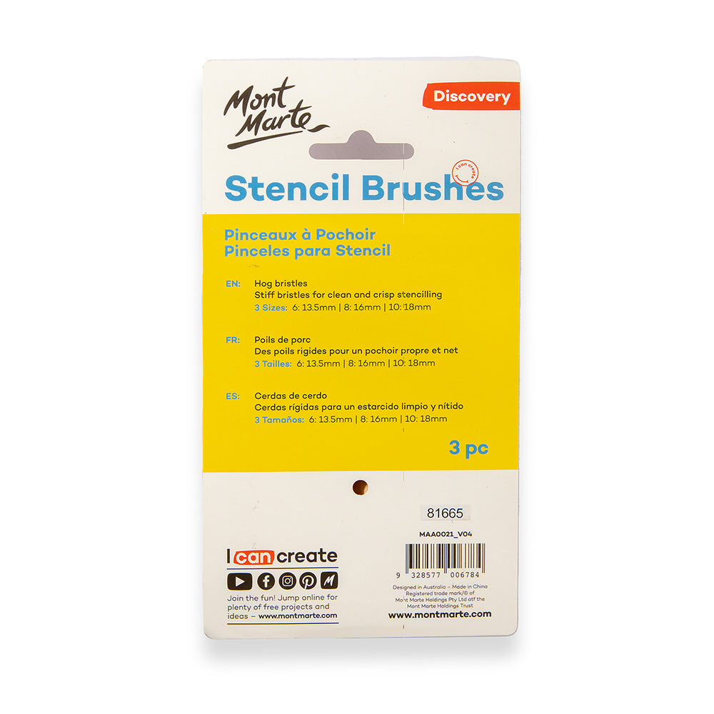 Mont Marte Stencil Brushes Discovery 3Pc