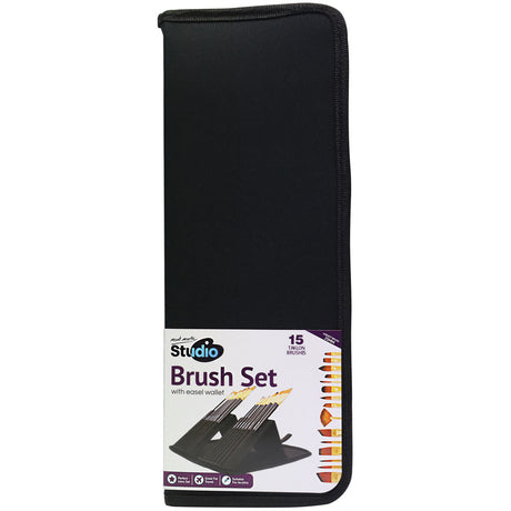 Mont Marte Studio Brush Set In Easel Wallet 15Pc