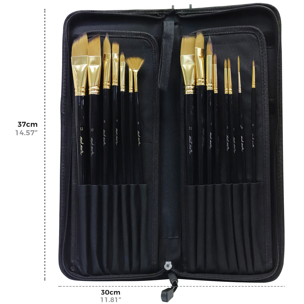 Mont Marte Studio Brush Set In Easel Wallet 15Pc