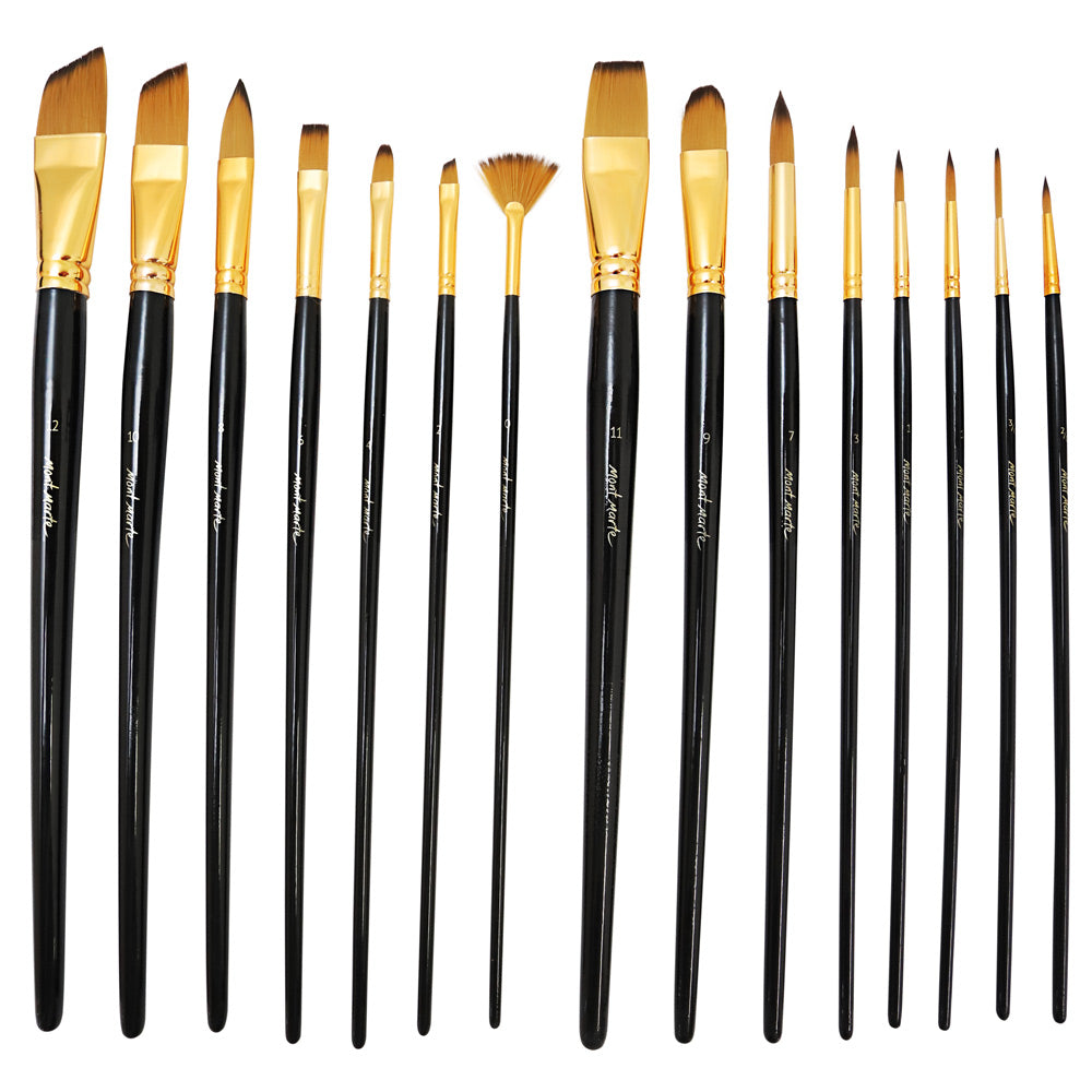 Mont Marte Studio Brush Set In Easel Wallet 15Pc