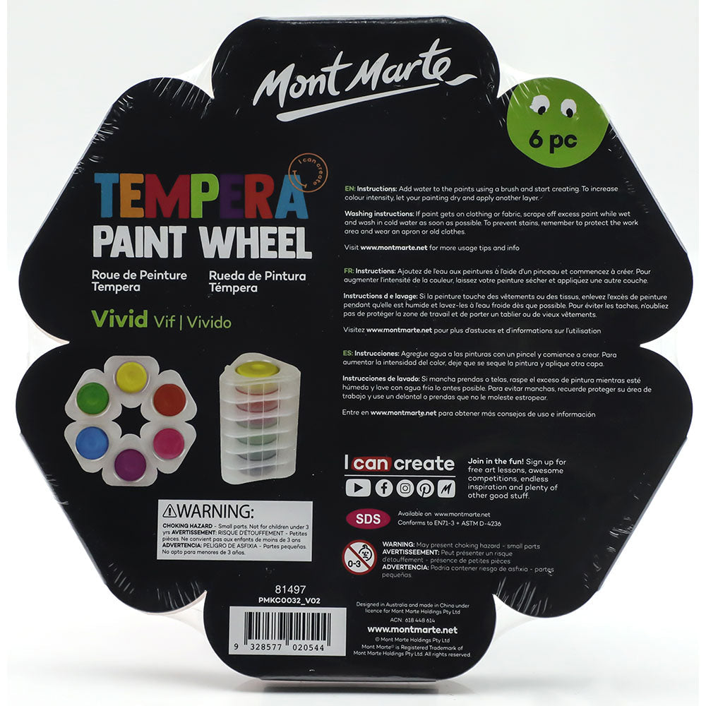 Mont Marte Tempera Paint Wheel Vivid 6Pc