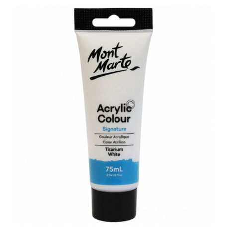 Mont Marte Acrylic Colour Paint Signature 75Ml (2.5 Us Fl.Oz) Tube - Titanium White