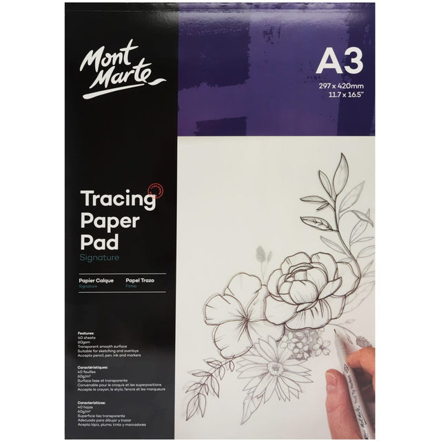 Mont Marte Tracing Paper Pad Signature 60Gsm A3 40 Sheet