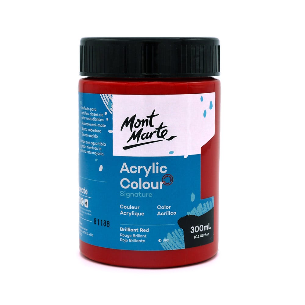 Mont Marte Acrylic Colour Paint Signature 300ml - Brilliant Red
